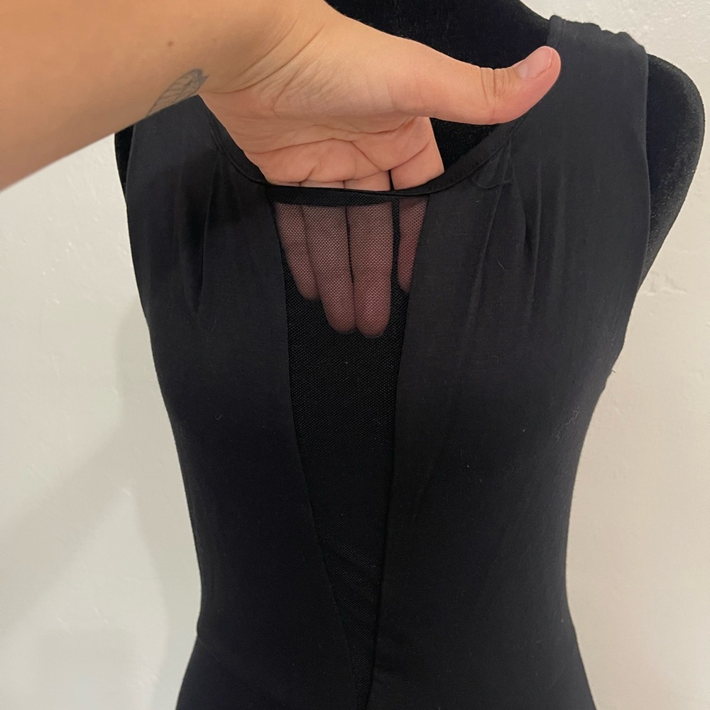 Hearts... Black Sleeveless Maxi Dress with Sheer Mesh Detail - S - Picture 4 of 8